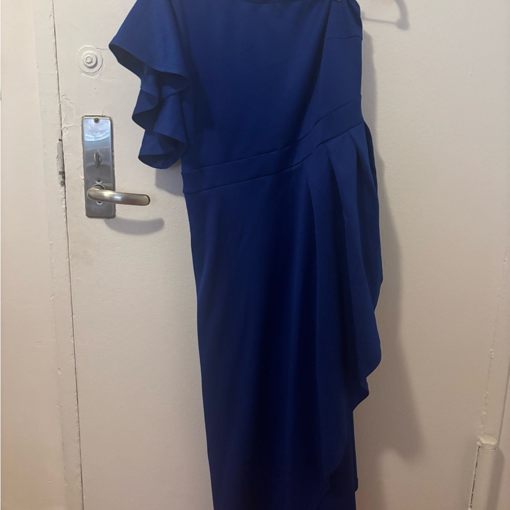 Chic One-Shoulder Blue Dress
